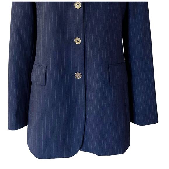 GILMAR Blazer Jacket Blue Subtle Stripes Button Down Italy Long Sleeves 40 EUC - Picture 4 of 12